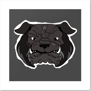 Angry Bulldog Face in Action Posters and Art